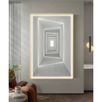 Gold Frame 80*120 Cm White 3D Effect Crytsall Porsalein Painting With Led Light